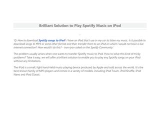 Download Spotify Music To Ipod Shuffle